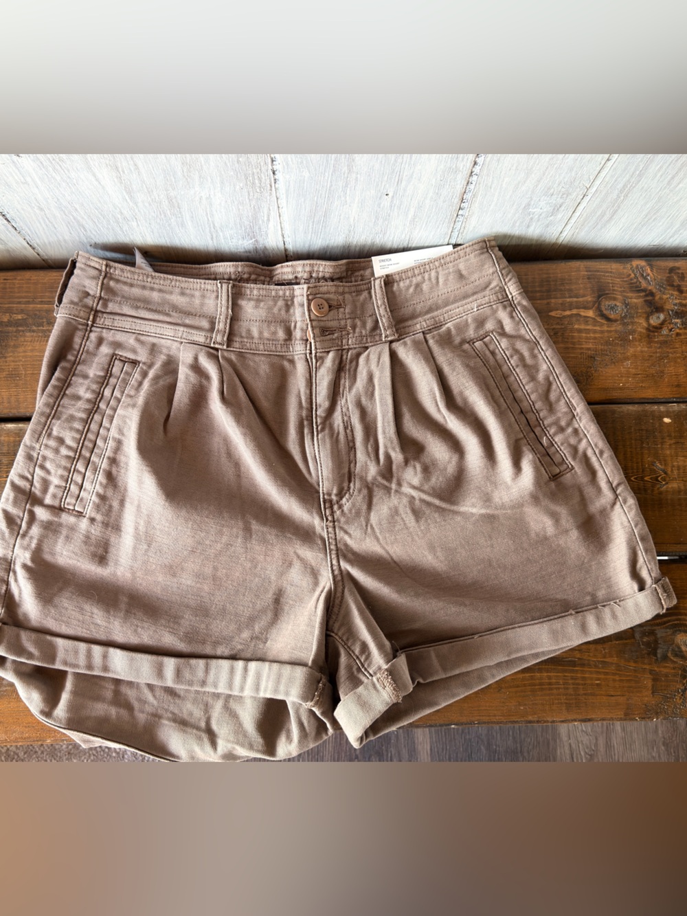 American Eagle Outfitters High Waist Mom Shorts - Taupe Brown
